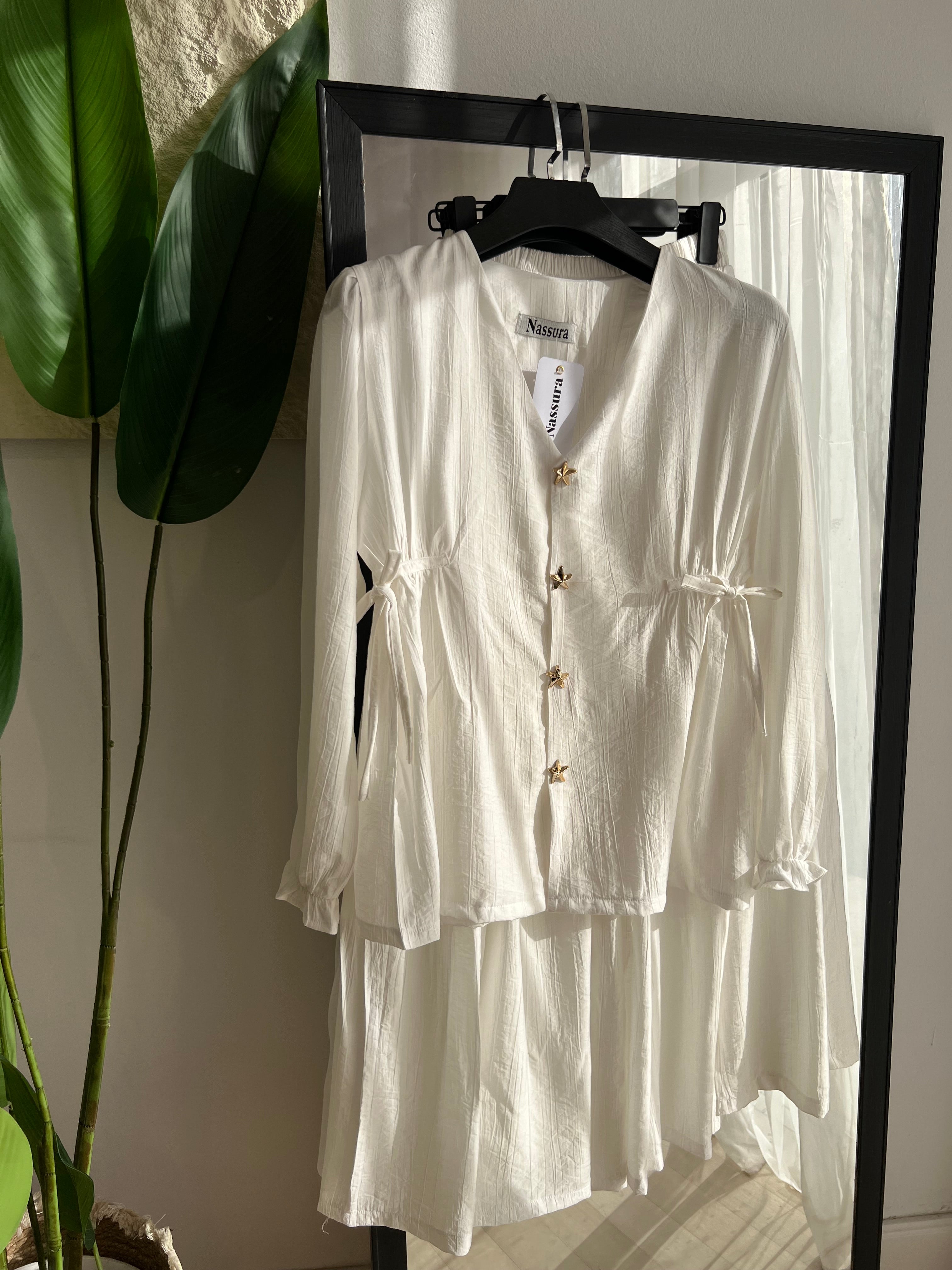 Ensemble étoile en lin froissé