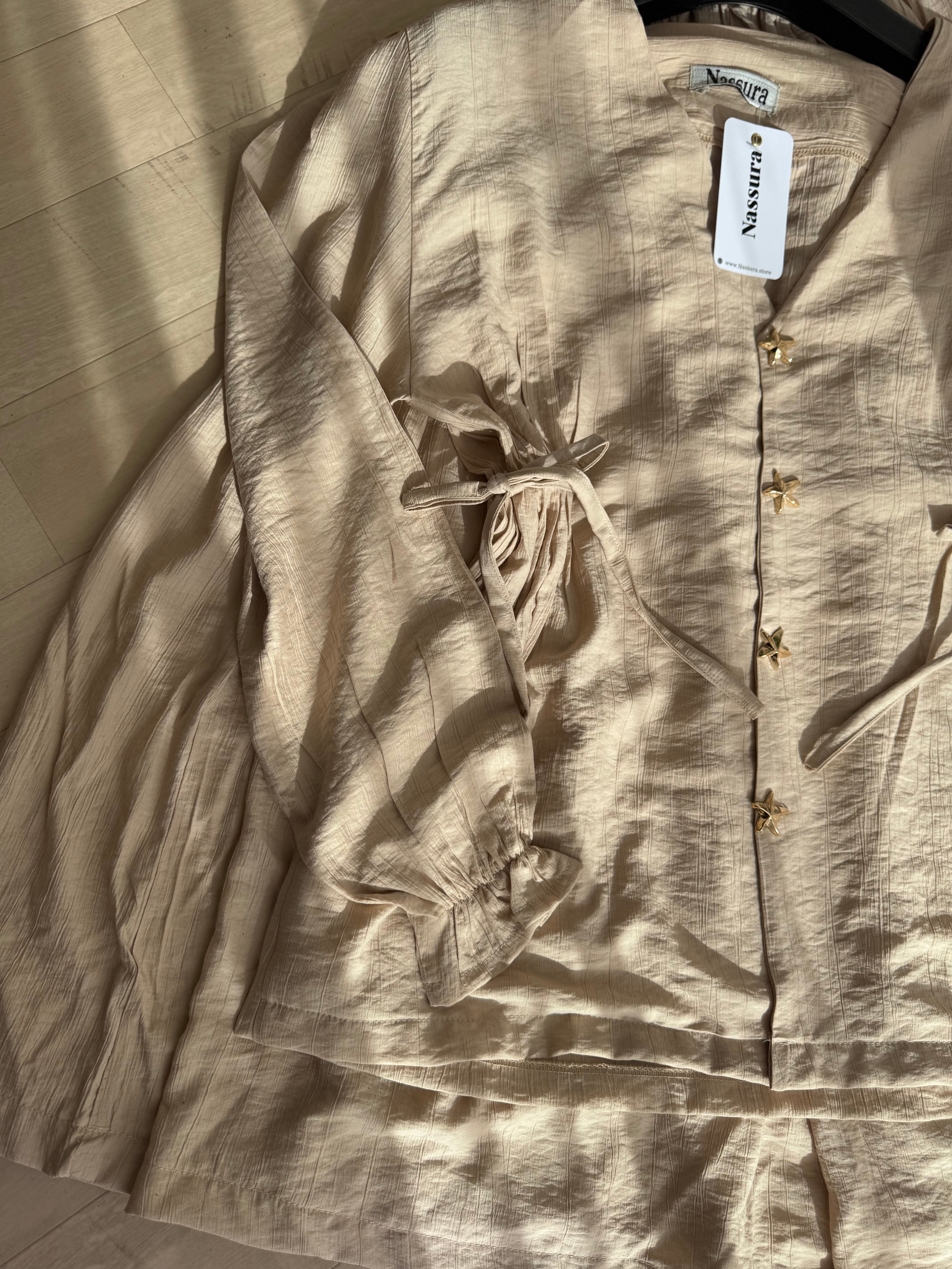 Ensemble étoile en lin froissé