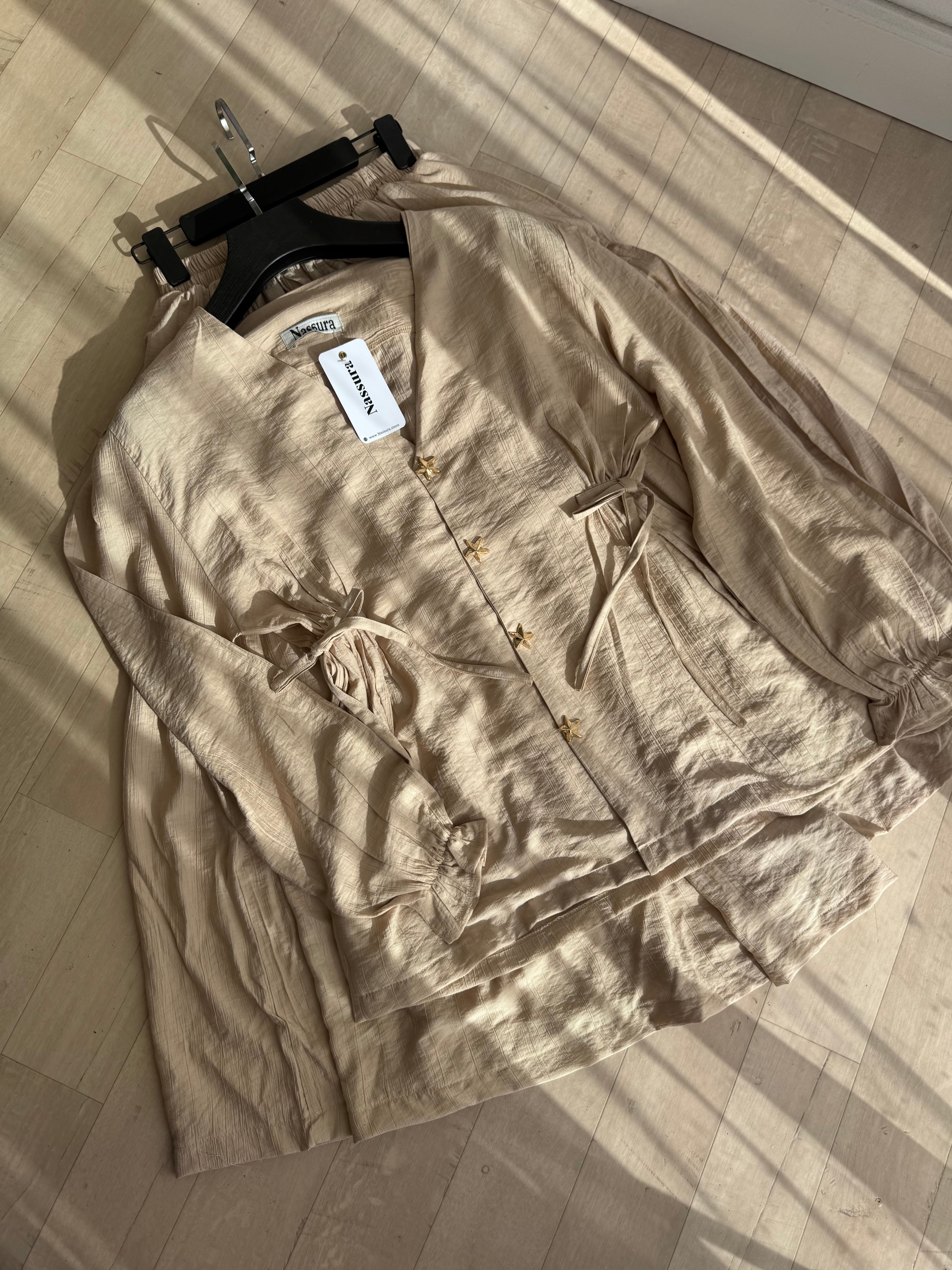 Ensemble étoile en lin froissé