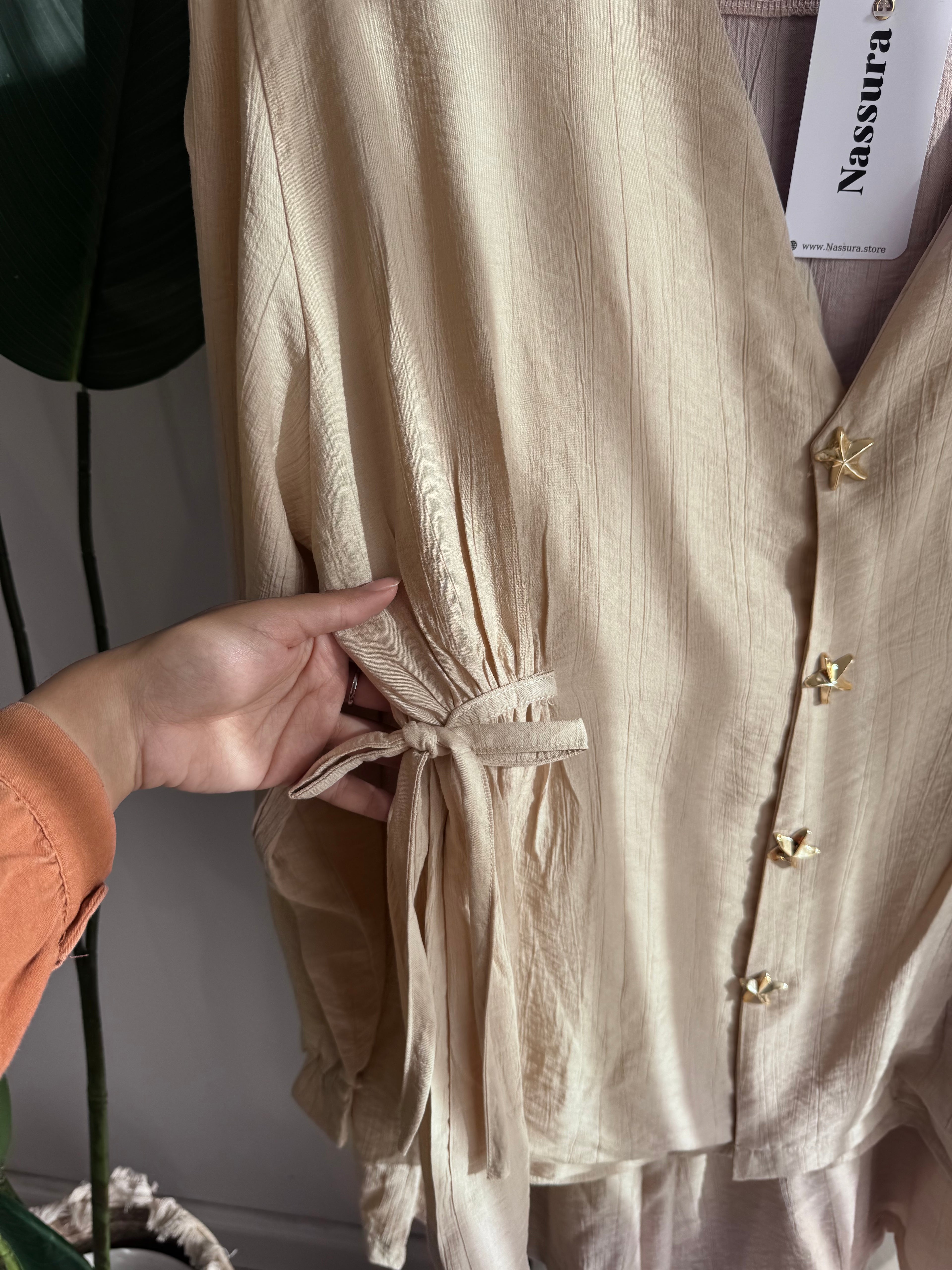 Ensemble étoile en lin froissé