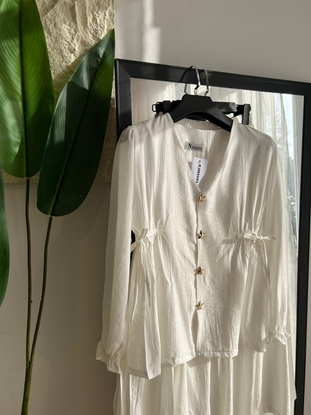 Ensemble étoile en lin froissé