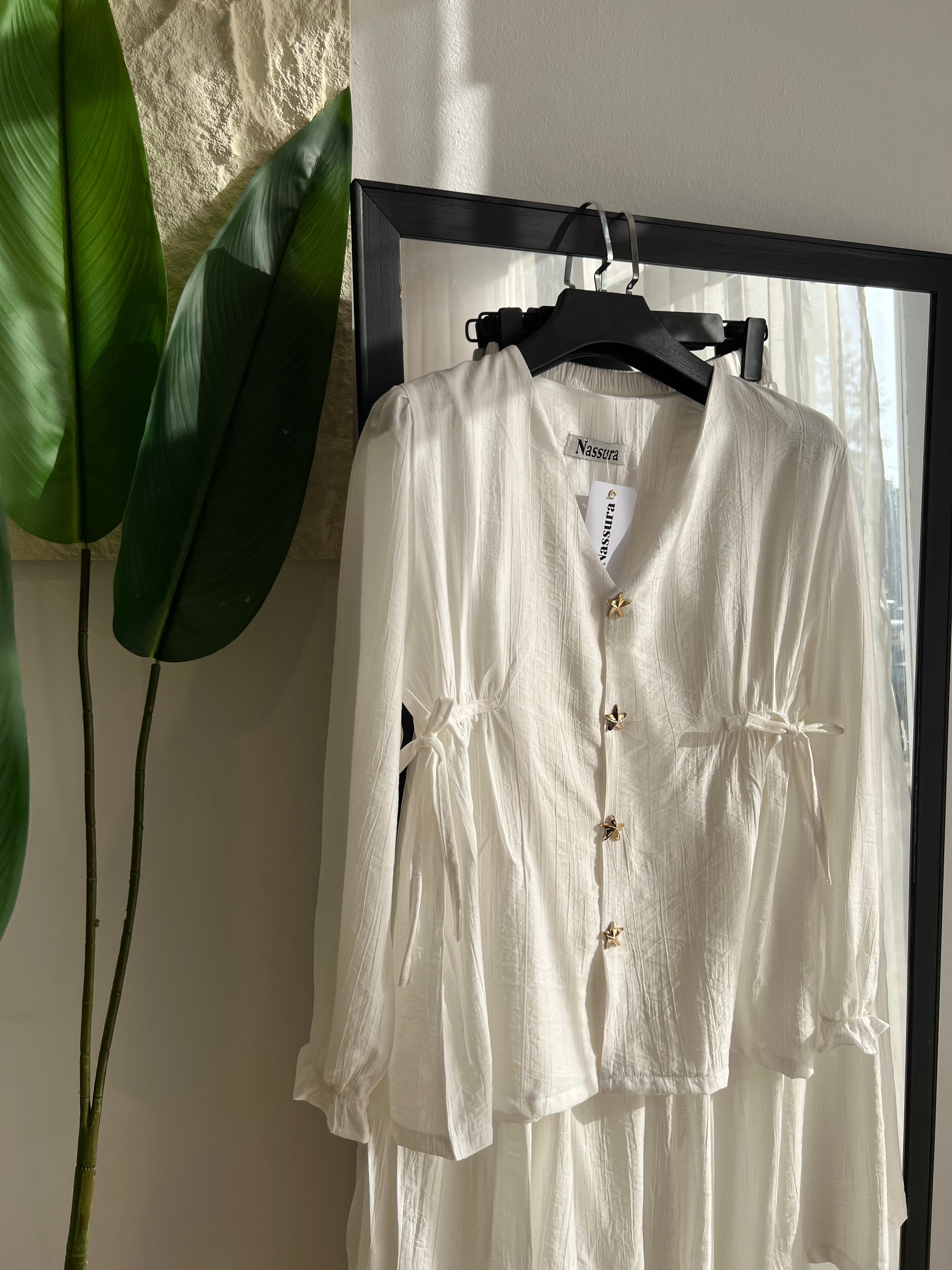 Ensemble étoile en lin froissé