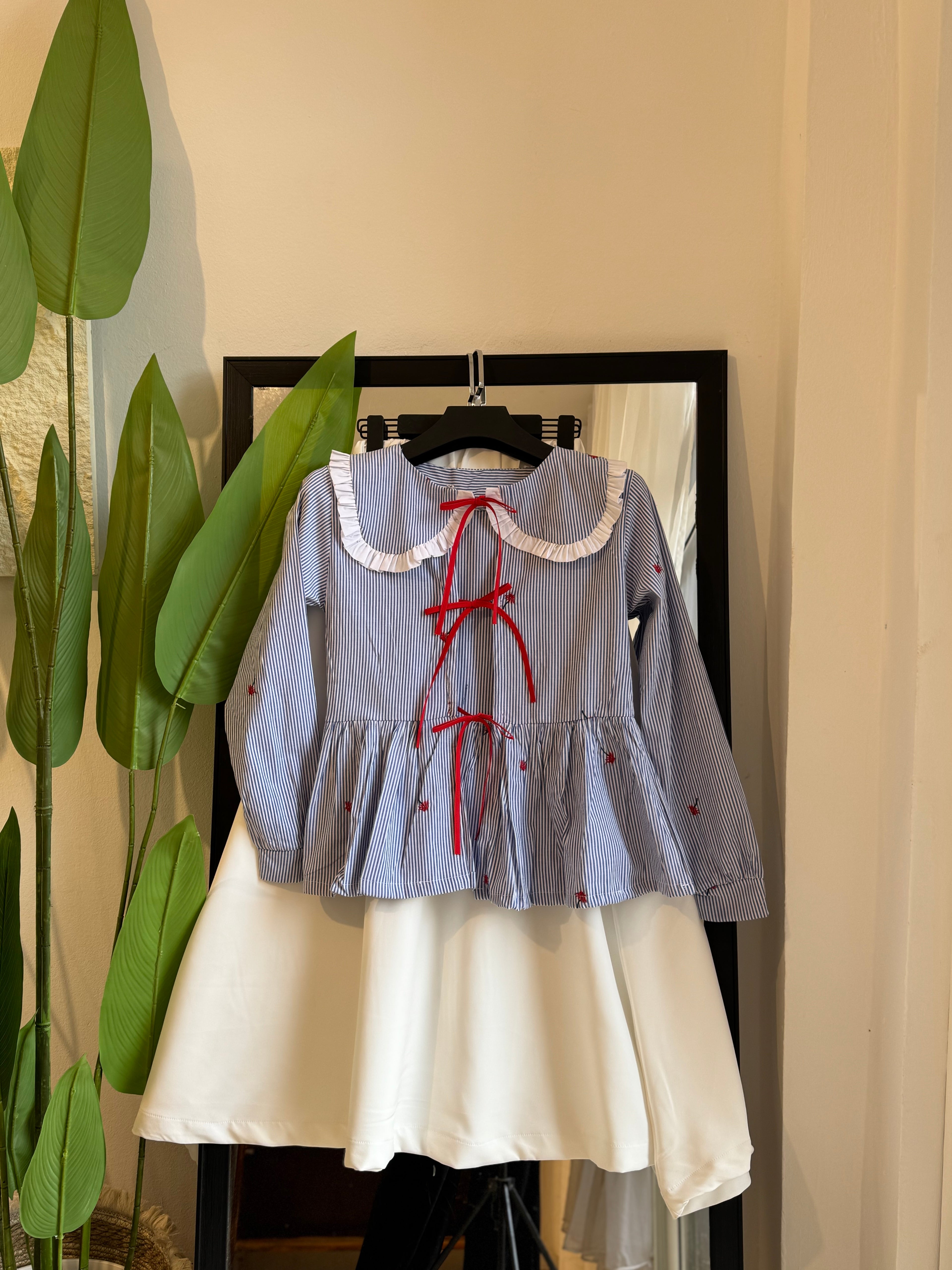 ENSEMBLE FLEUR EN BRODERIE ET POPLINE COTON