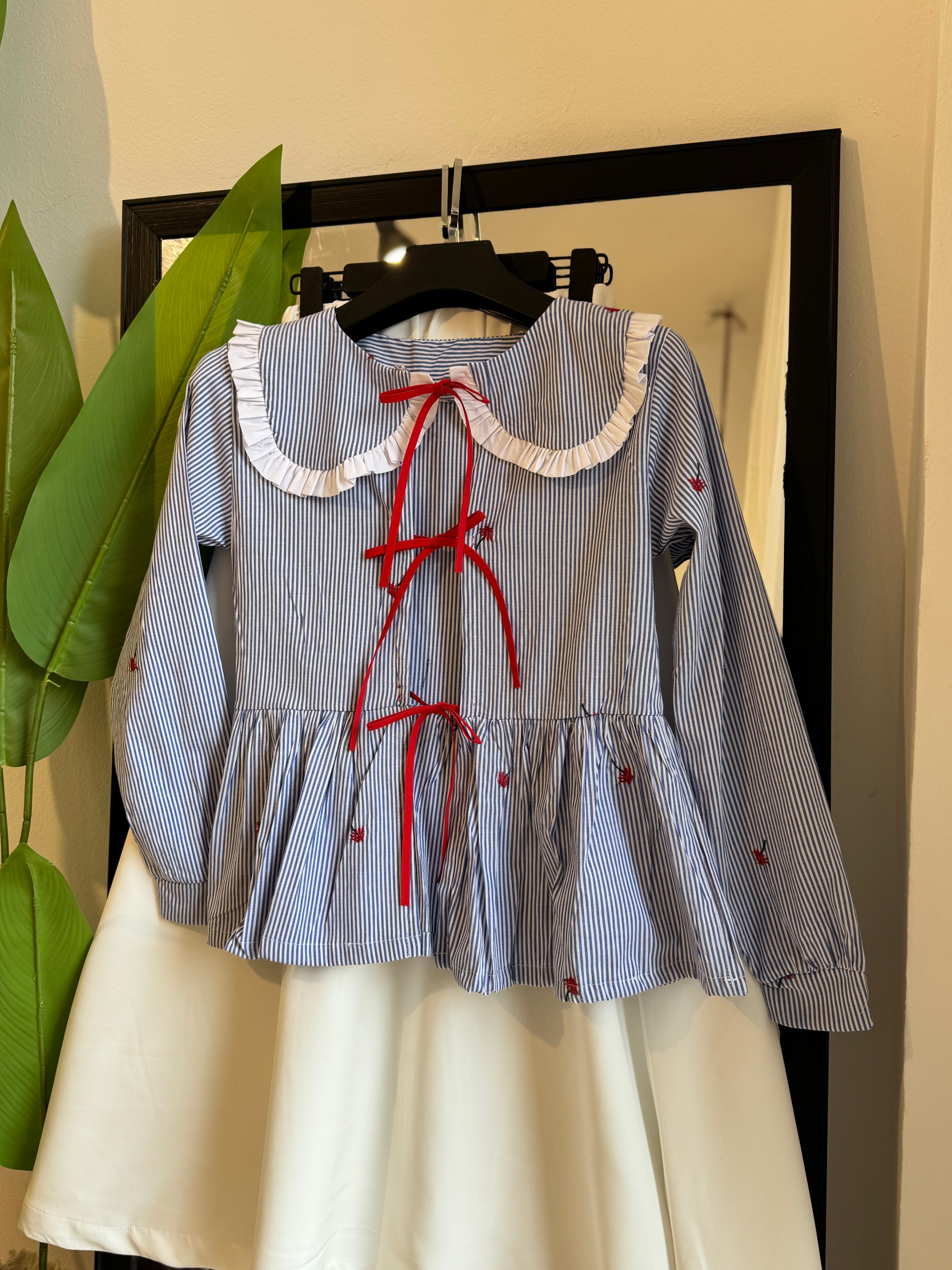ENSEMBLE FLEUR EN BRODERIE ET POPLINE COTON