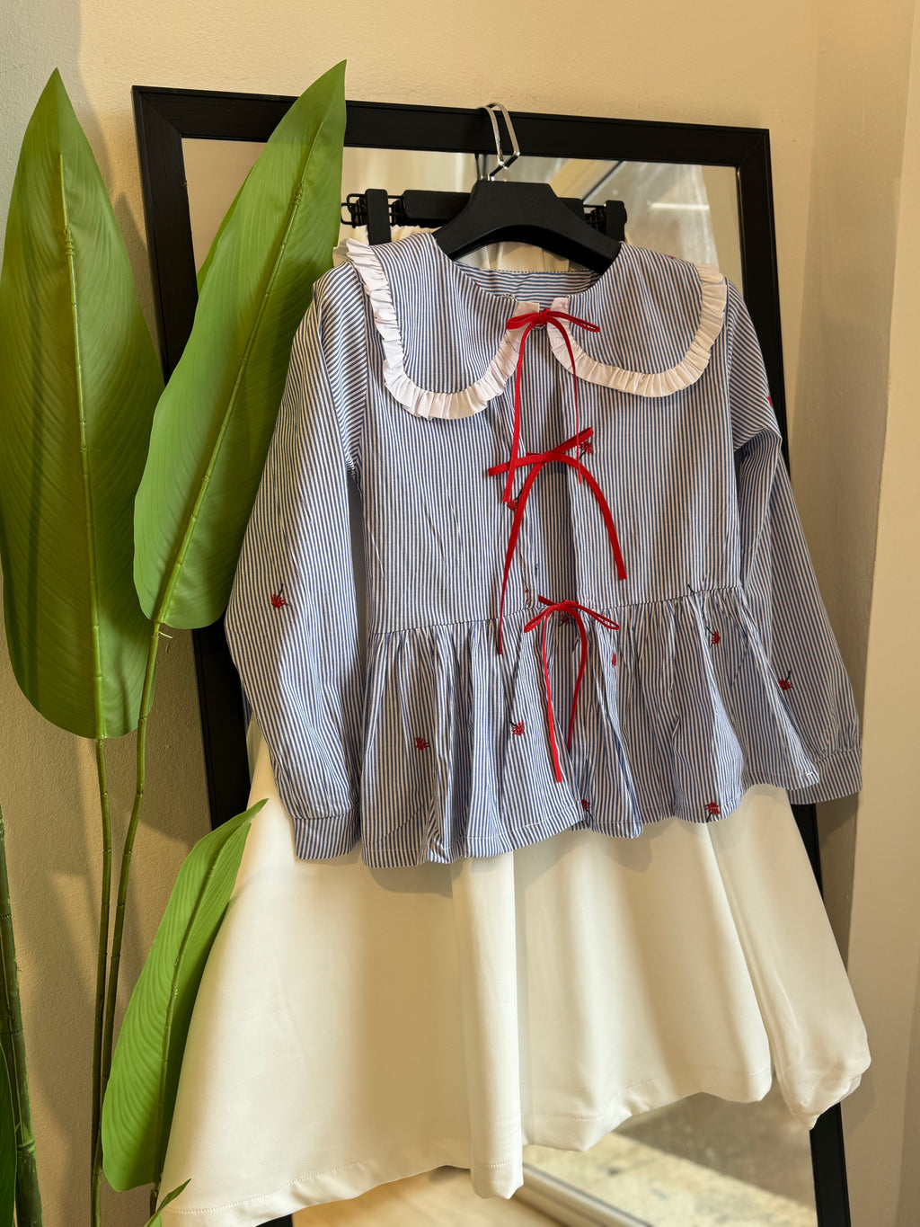 ENSEMBLE FLEUR EN BRODERIE ET POPLINE COTON