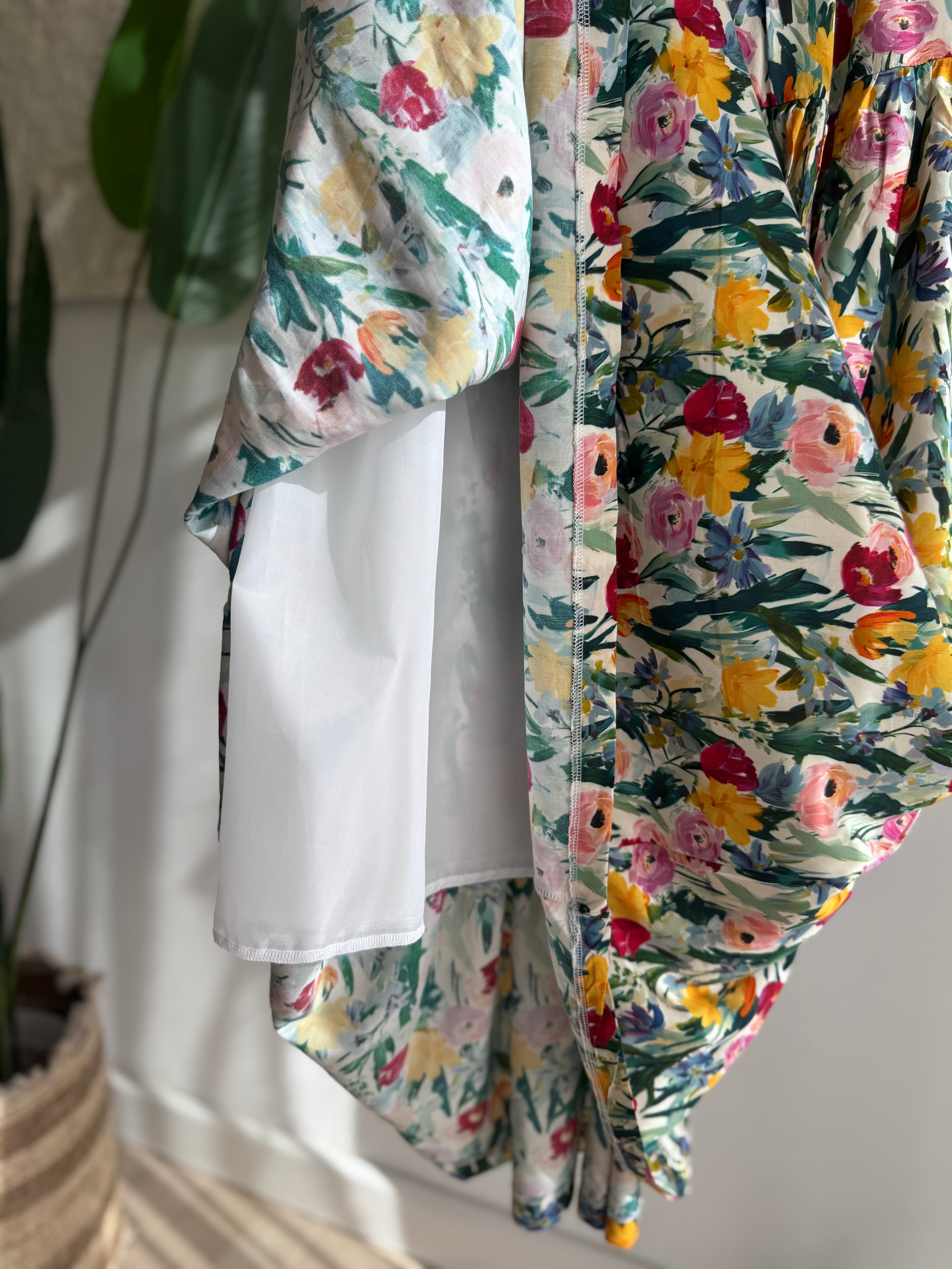 Jupe a fleur en lin avec doublure