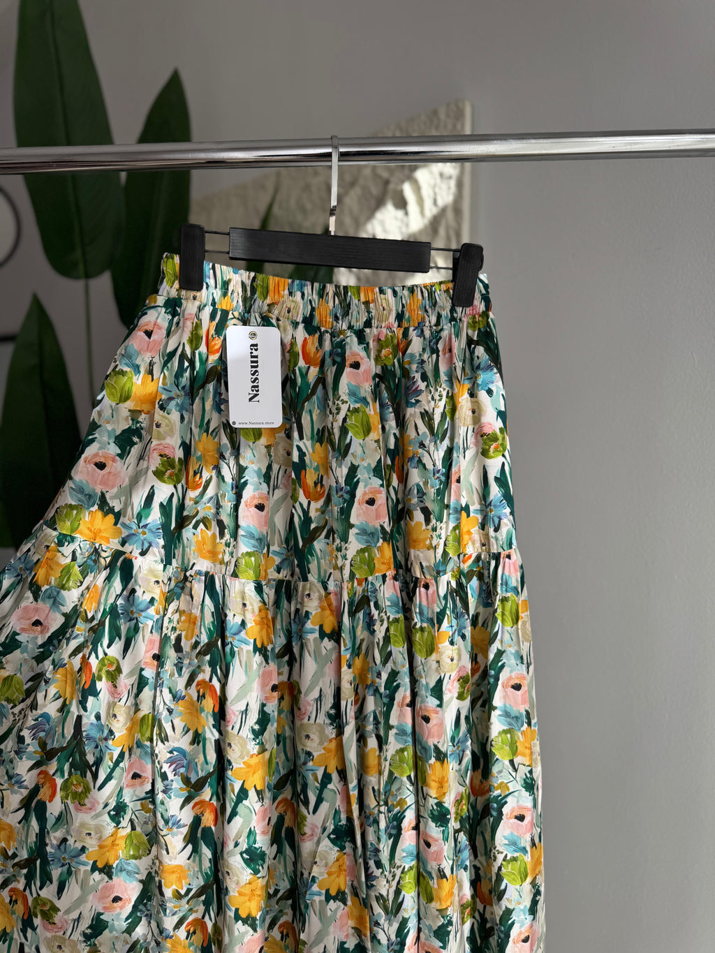 Jupe a fleur en lin avec doublure