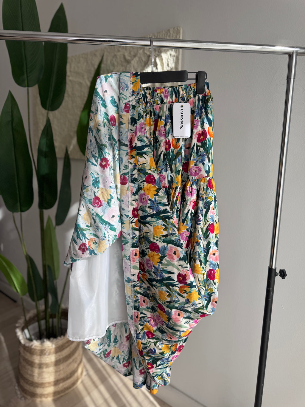 Jupe a fleur en lin avec doublure